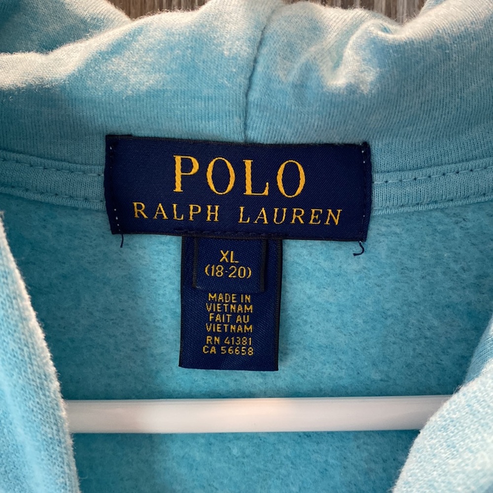 Ralph Lauren Blue Zip-Up Hoodie Soft Fleece Sweatshirt - Picture 2 of 5